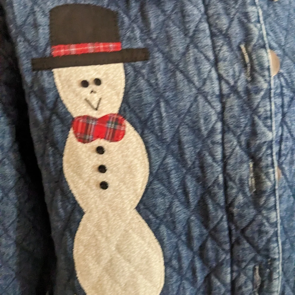 Women's Blue Denim Snowman Jacket - Picture 2 of 10